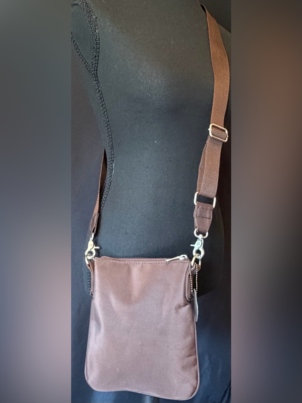 JoAnn Marie Designs Brown Nylon Crossbody Travel Purse Lightweight Utility Bag